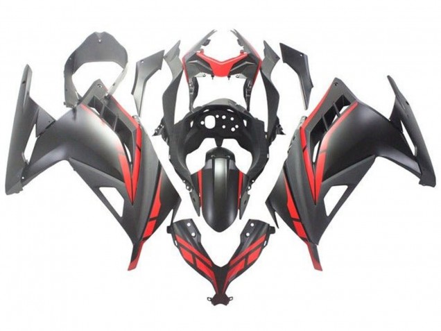 2013-2024 Kawasaki EX300 Motorcycle Fairing - Matte Black Red