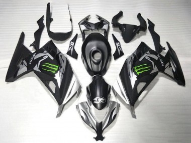 Affordable 2013-2024 Kawasaki EX300 Motorcycle Fairings - Matte Black Silver Green Monster