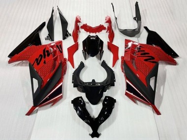 Affordable 2013-2024 Kawasaki EX300 Motorcycle Fairings - Red Black White Stripe