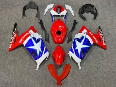 Affordable 2013-2024 Kawasaki EX300 Motorcycle Fairings - White Red Blue Star Captain America