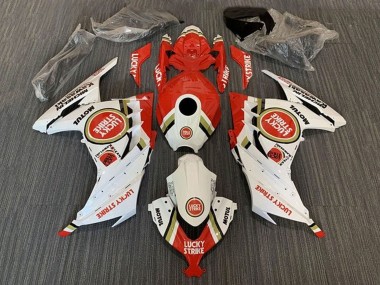 Affordable 2013-2024 Kawasaki EX300 Motorcycle Fairings - White Red Lucky Strike