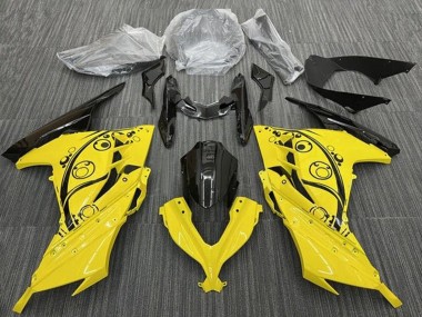 Affordable 2013-2024 Kawasaki EX300 Motorcycle Fairings - Yellow Black Circles