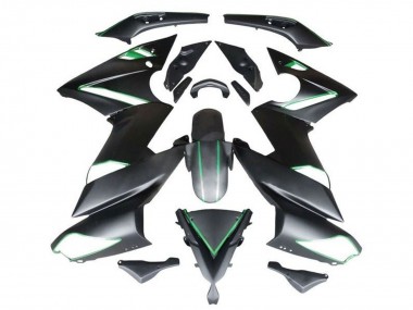 Affordable 2009-2011 Kawasaki Ninja 650 EX650 Motorcycle Fairings - Matte Black Green Stripe