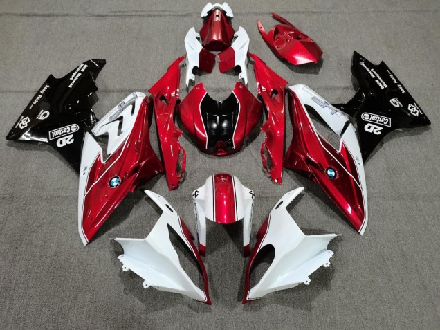 2009-2014 BMW S1000RR Motorcycle Fairings - White Red Glossy Black Castrol