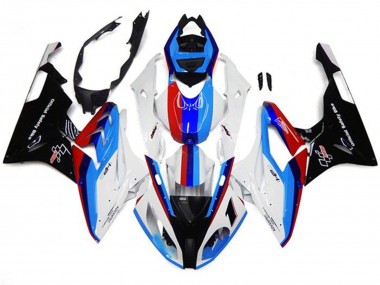 Affordable 2017-2018 BMW S1000RR Motorcycle Fairings - White Blue Red Black Stripe