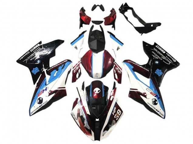 2017-2018 BMW S1000RR Motorcycle Fairing - White Blue Red Glossy Black