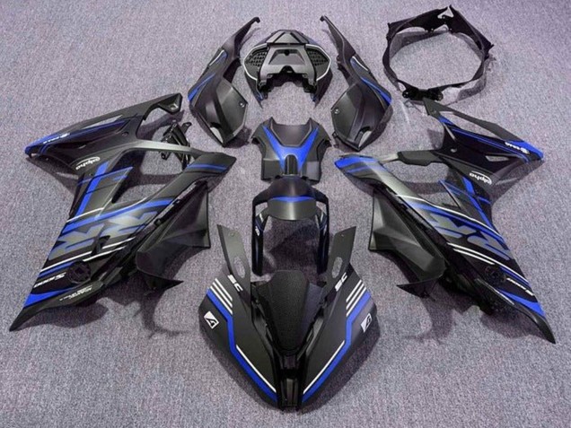 2019-2022 BMW S1000RR Motorcycle Fairings - Matte Black Blue White Stripe