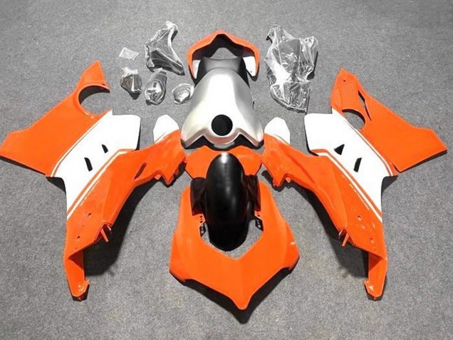 2020-2021 Ducati Panigale V4 V4S Motorcycle Fairings - White Silver Orange
