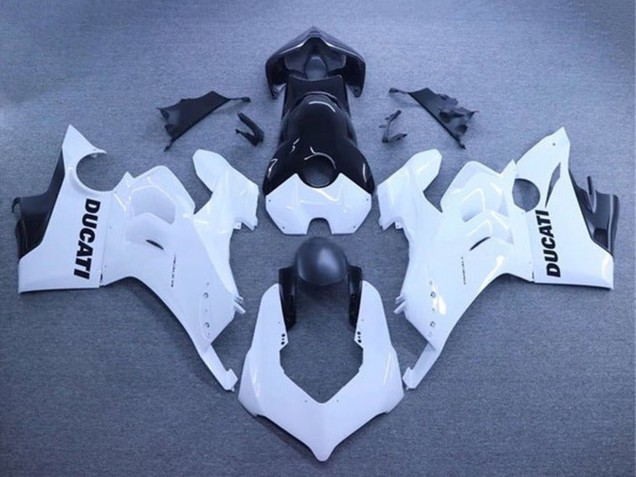 2020-2021 Ducati Panigale V4 V4S Motorcycle Fairings - White Glossy Black
