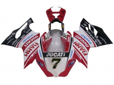 Affordable 2011-2014 Ducati Panigale 1199 Motorcycle Fairings - White Red Glossy Black Fiamm Tim 7
