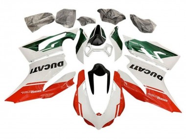 Affordable 2011-2014 Ducati Panigale 899 Motorcycle Fairings - White Green Red Stripe