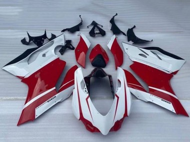 Affordable 2011-2014 Ducati Panigale 1199 Motorcycle Fairing - White Red Glossy Black