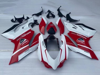 Affordable 2011-2014 Ducati Panigale 1199 Motorcycle Fairings - White Red Glossy Black