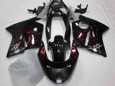 Affordable 1996-2007 Honda CBR1100XX Blackbird Motorcycle Fairing - Glossy Black Red Flame