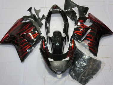 Affordable 1996-2007 Honda CBR1100XX Blackbird Motorcycle Fairings - Glossy Black Red Flame