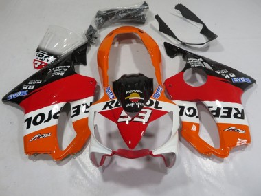 Affordable 2004-2007 Honda CBR600 F4i Motorcycle Fairings - Orange White Red Glossy Black Repsol 93