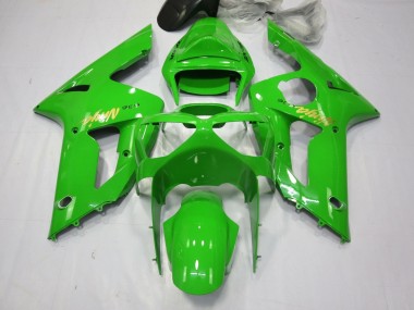 Affordable 2003-2004 Kawasaki ZX6R Motorcycle Fairings - Green Gold Decal