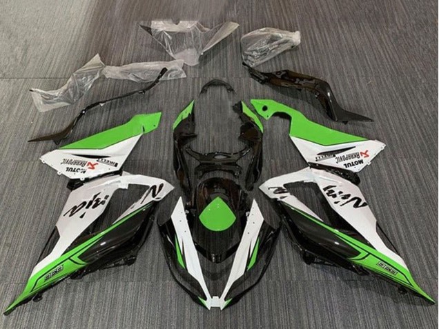 2013-2018 Kawasaki ZX6R Motorcycle Fairings - Green White Black