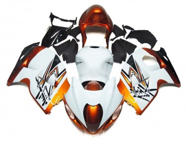 Affordable 1996-2007 Suzuki GSXR 1300 Hayabusa Motorcycle Fairings - White Orange Black