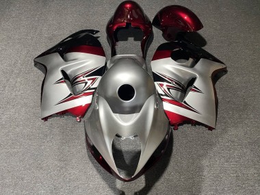 Affordable 1996-2007 Suzuki GSXR 1300 Hayabusa Motorcycle Fairings - Silver Candy Red