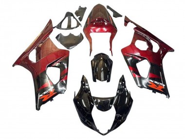 Affordable 2003-2004 Suzuki GSXR 1000 Motorcycle Fairings - Red Glossy Black
