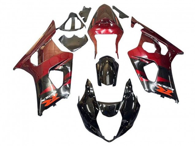 2003-2004 Suzuki GSXR 1000 Motorcycle Fairings - Red Glossy Black