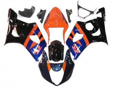 Affordable 2003-2004 Suzuki GSXR 1000 Motorcycle Fairings - Orange Blue Glossy Black
