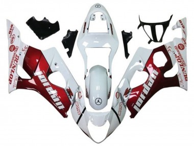 Affordable 2003-2004 Suzuki GSXR 1000 Motorcycle Fairings - White Red Jordan