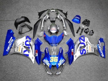 Affordable 2017-2024 Suzuki GSXR1000 Motorcycle Fairings - Blue Silver Ecstar 36