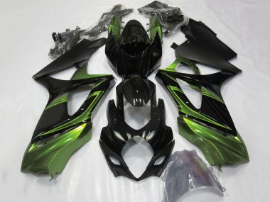 Affordable 2007-2008 Suzuki GSXR 1000 Motorcycle Fairings - Green Glossy Black
