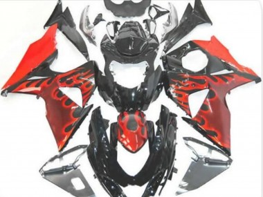 Affordable 2009-2016 Suzuki GSXR 1000 Motorcycle Fairings - Glossy Black Red Flame