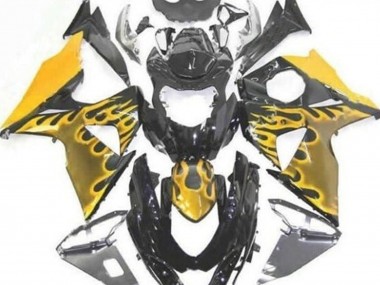 Affordable 2009-2016 Suzuki GSXR 1000 Motorcycle Fairings - Glossy Black Yellow Flame