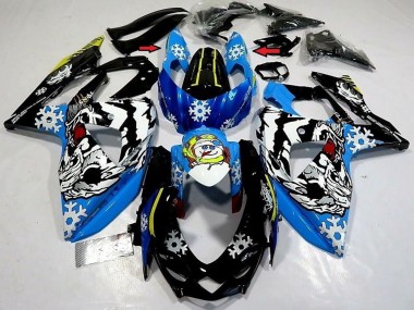 Affordable 2009-2016 Suzuki GSXR 1000 Motorcycle Fairings - Blue Black White Snow
