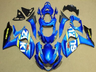 Affordable 2009-2016 Suzuki GSXR 1000 Motorcycle Fairings - Blue White Yellow Stripe Black