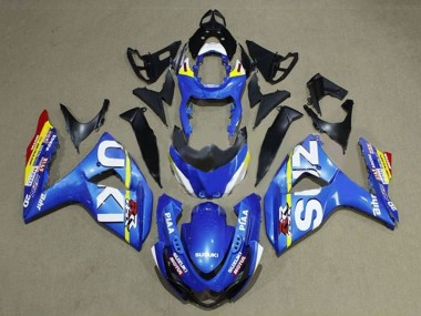 Affordable 2009-2016 Suzuki GSXR 1000 Motorcycle Fairings - Blue White Yellow Stripe