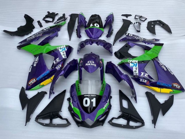 2009-2016 Suzuki GSXR 1000 Motorcycle Fairings - Purple Green Black Yellow 01