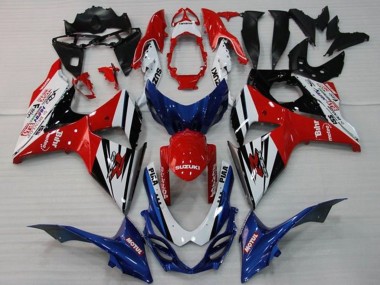 Affordable 2009-2016 Suzuki GSXR 1000 Motorcycle Fairings - White Red Blue Black Stripe