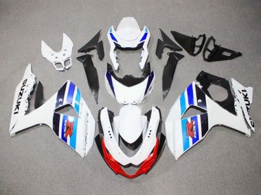 Affordable 2009-2016 Suzuki GSXR 1000 Motorcycle Fairings - White Blue Red Black Stripe