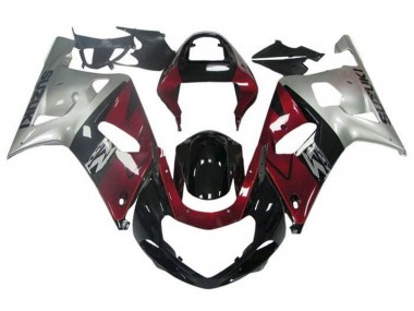 Affordable 2001-2003 Suzuki GSXR 600 / GSXR 750 Motorcycle Fairing - Silver Red Glossy Black