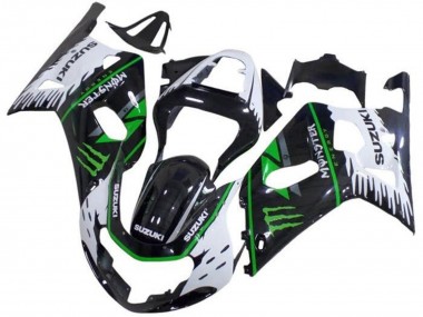 Affordable 2001-2003 Suzuki GSXR 600 / GSXR 750 Motorcycle Fairings - White Black Green Monster