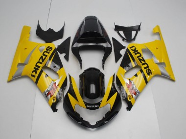 Affordable 2001-2003 Suzuki GSXR 600 / GSXR 750 Motorcycle Fairing - Yellow Silver Glossy Black