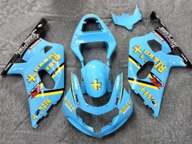 Affordable 2001-2003 Suzuki GSXR 600 / GSXR 750 Motorcycle Fairings - Light Blue Yellow Black Black Rizla
