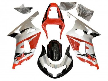 Affordable 2001-2003 Suzuki GSXR 600 / GSXR 750 Motorcycle Fairings - Silver Red Glossy Black