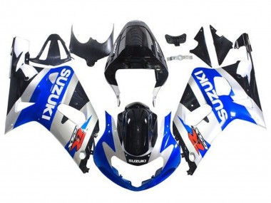 Affordable 2001-2003 Suzuki GSXR 600 / GSXR 750 Motorcycle Fairings - Blue Silver Glossy Black