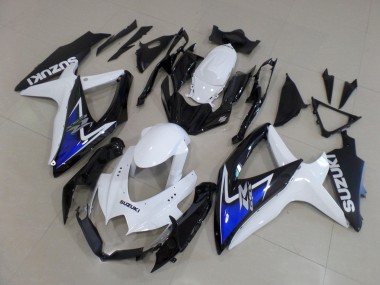 Affordable 2008-2010 Suzuki GSXR 600 / GSXR 750 Motorcycle Fairings - White Blue Glossy Black