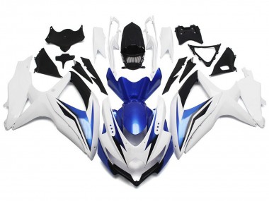Affordable 2008-2010 Suzuki GSXR 600 / GSXR 750 Motorcycle Fairing - White Blue Black