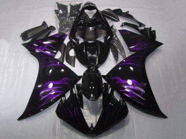 Affordable 2009-2011 Yamaha YZF 1000 R1 Motorcycle Fairings - Glossy Black Purple Flame