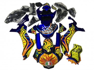 Affordable 2020-2025 Yamaha YZF 1000 R1 Motorcycle Fairings - Blue Yellow Orange Tribal Sun