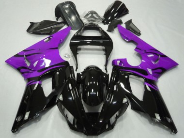 Affordable 2000-2001 Yamaha YZF 1000 R1 Motorcycle Fairings - Purple Glossy Black Flame