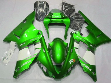 Affordable 2000-2001 Yamaha YZF 1000 R1 Motorcycle Fairings - Green White Silver